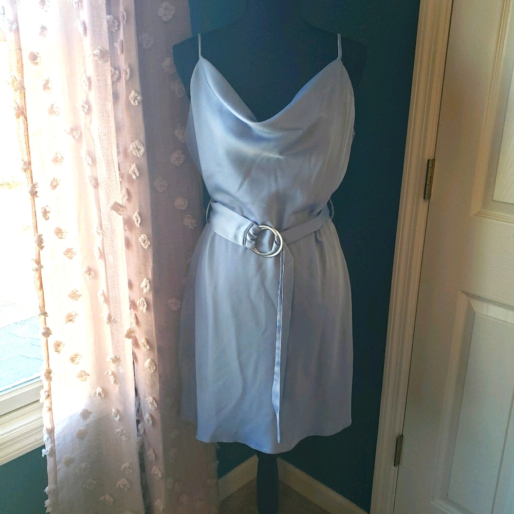 River Island US 10 grey blue dress.